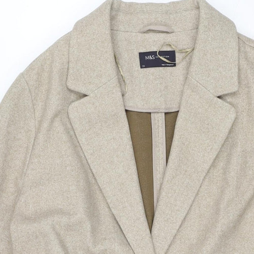 Marks and Spencer Womens Beige Overcoat Coat Size 22 Button