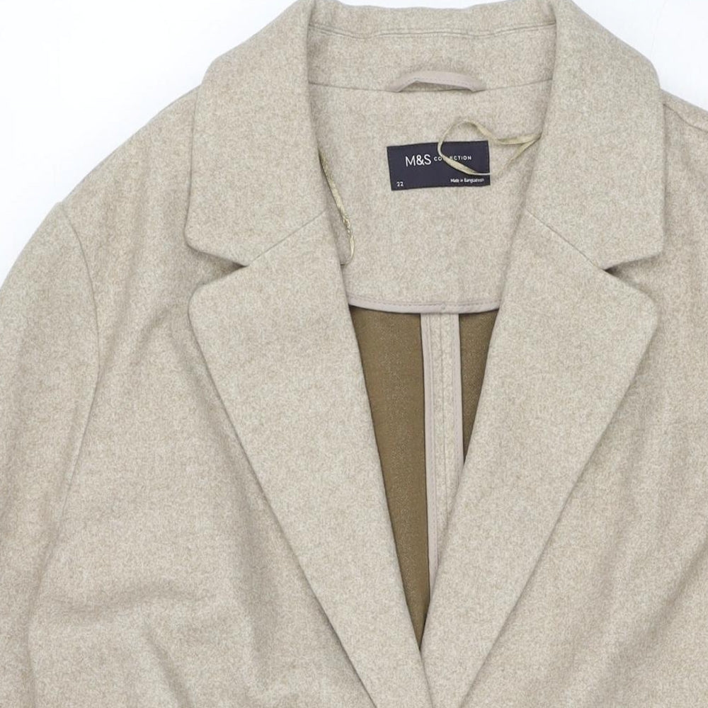 Marks and Spencer Womens Beige Overcoat Coat Size 22 Button