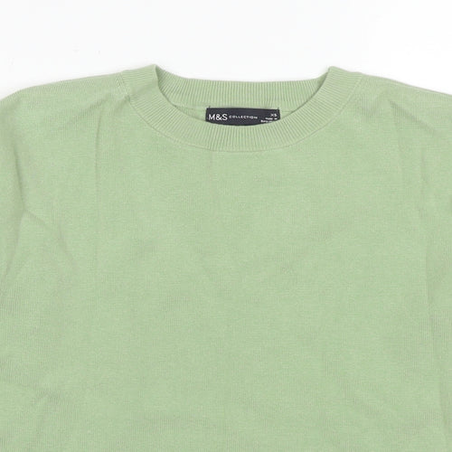 Marks and Spencer Womens Green Round Neck Cotton Pullover Jumper Size XS