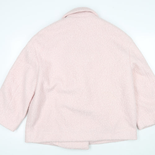 Marks and Spencer Womens Pink Pea Coat Coat Size 16 Button