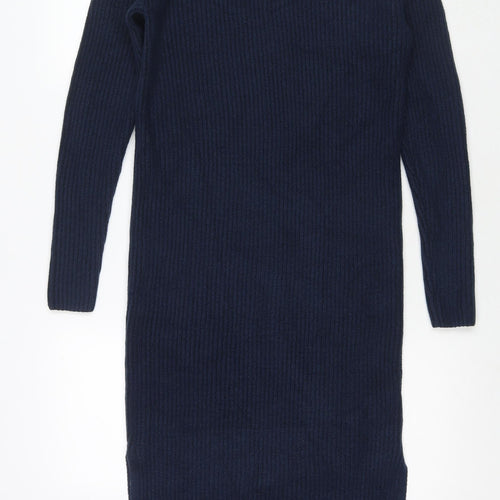 Marks and Spencer Womens Blue Polyester Jumper Dress Size XS Round Neck Pullover