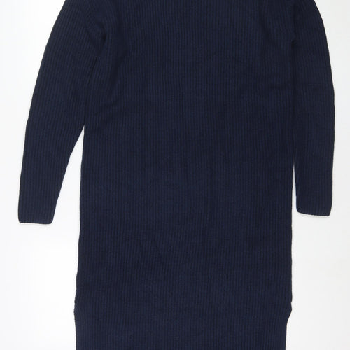 Marks and Spencer Womens Blue Polyester Jumper Dress Size M Round Neck Pullover