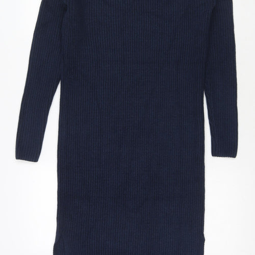 Marks and Spencer Womens Blue Polyester Jumper Dress Size M Round Neck Pullover