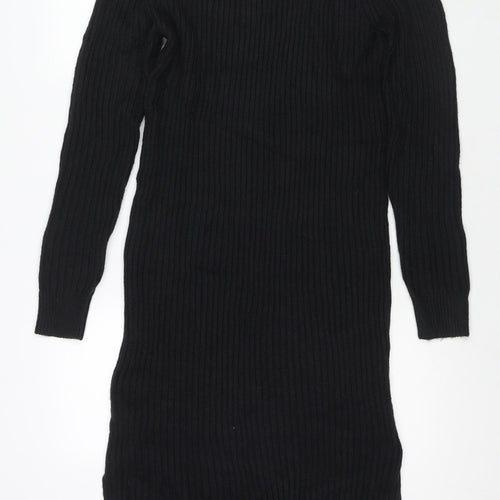 Marks and Spencer Womens Black Polyester Jumper Dress Size L Round Neck Pullover