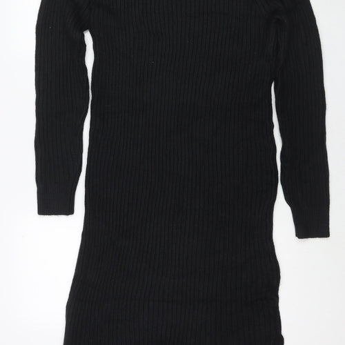 Marks and Spencer Womens Black Polyester Jumper Dress Size L Round Neck Pullover