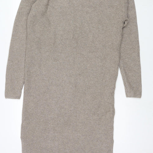Marks and Spencer Womens Beige Polyester Jumper Dress Size M Round Neck Pullover