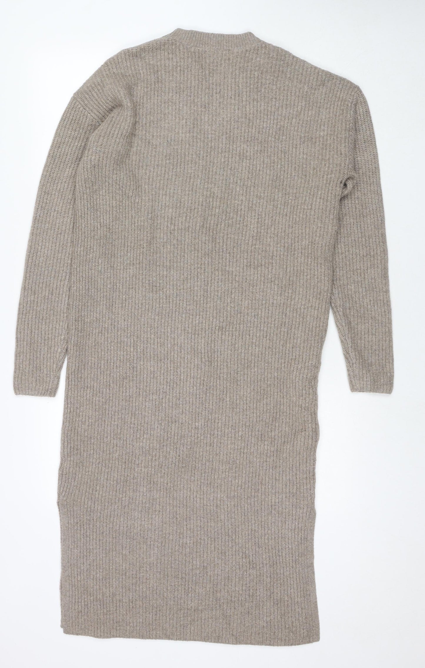 Marks and Spencer Womens Beige Polyester Jumper Dress Size M Round Neck Pullover