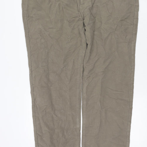 Marks and Spencer Womens Beige Cotton Trousers Size 44 in L33 in Regular Zip