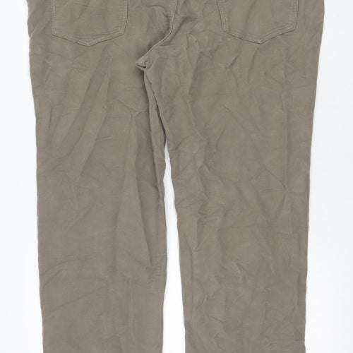 Marks and Spencer Womens Beige Cotton Trousers Size 44 in L33 in Regular Zip