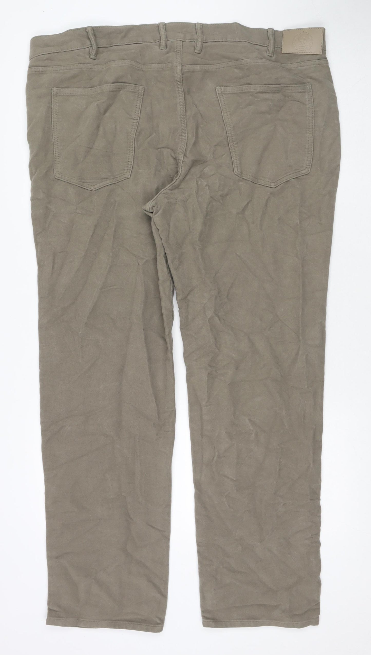 Marks and Spencer Womens Beige Cotton Trousers Size 44 in L33 in Regular Zip