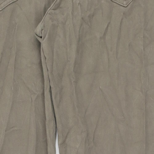 Marks and Spencer Womens Beige Cotton Trousers Size 44 in L33 in Regular Zip