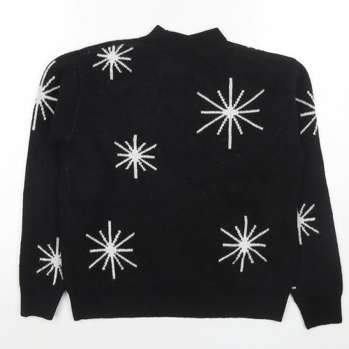 Marks and Spencer Womens Black Round Neck Geometric Polyester Pullover Jumper Size M - Stars
