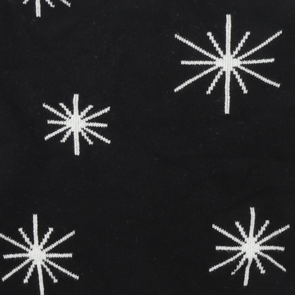 Marks and Spencer Womens Black Round Neck Geometric Polyester Pullover Jumper Size M - Stars