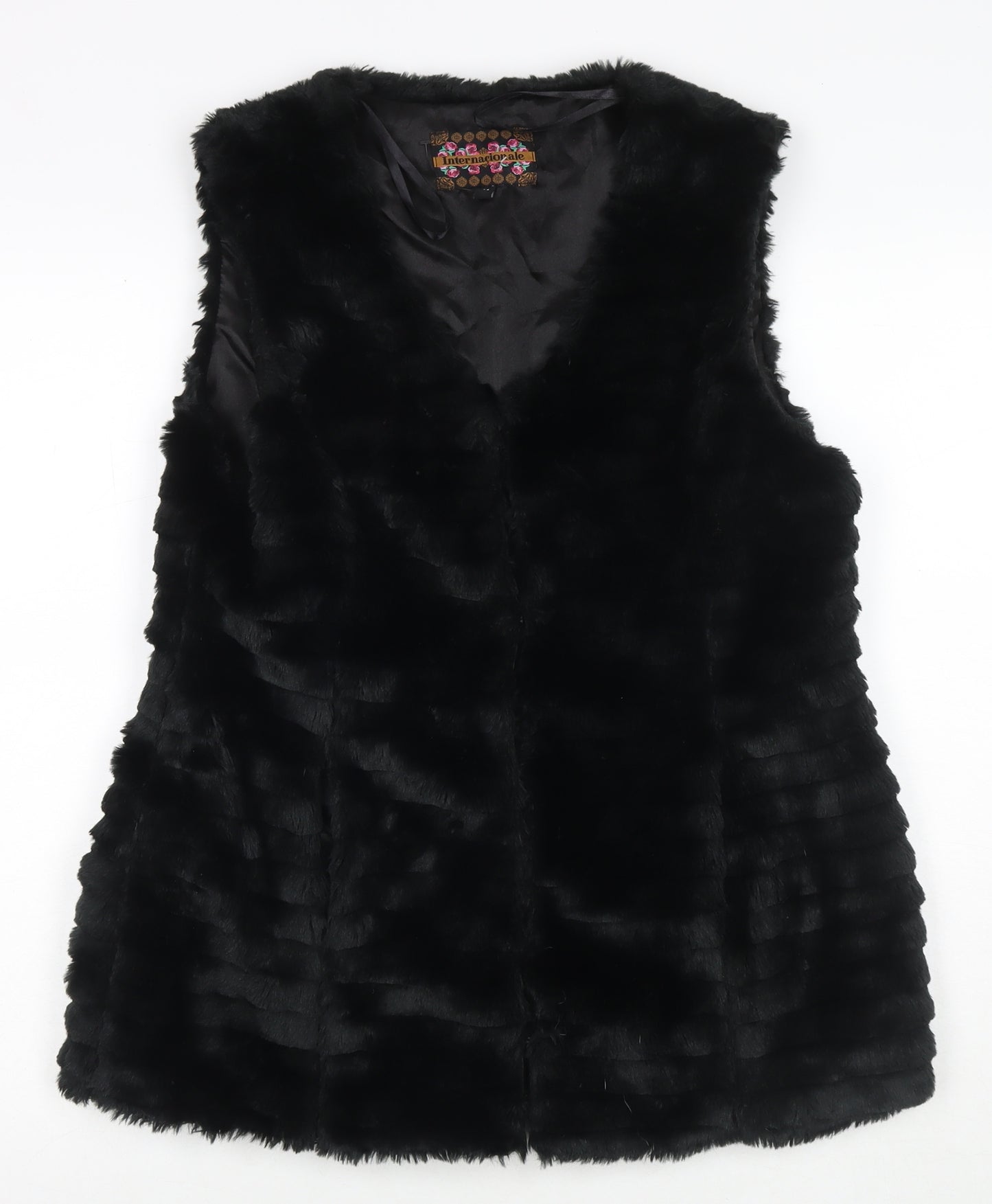 Internacionale Womens Black Gilet Waistcoat Size M Hook & Eye