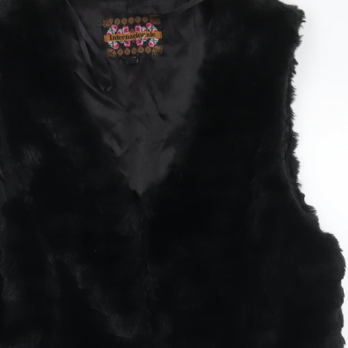 Internacionale Womens Black Gilet Waistcoat Size M Hook & Eye