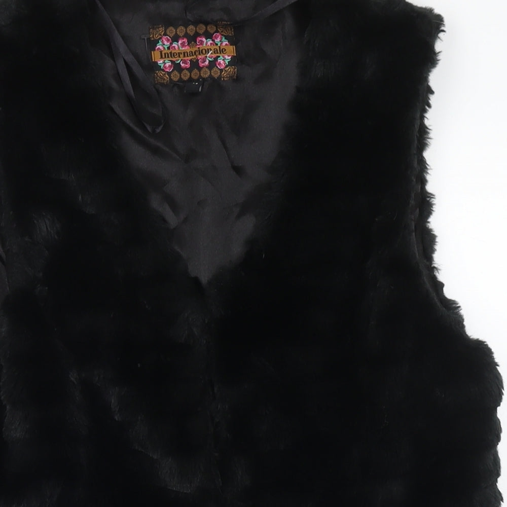 Internacionale Womens Black Gilet Waistcoat Size M Hook & Eye