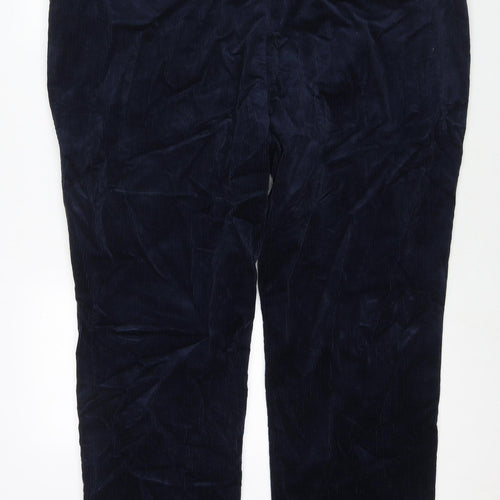 Marks and Spencer Mens Blue Cotton Trousers Size 46 in L29 in Regular Zip