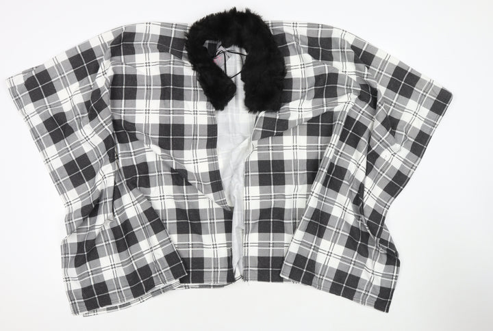 Charmine Womens Black Check Polyester Shawl/Wrap - Collared