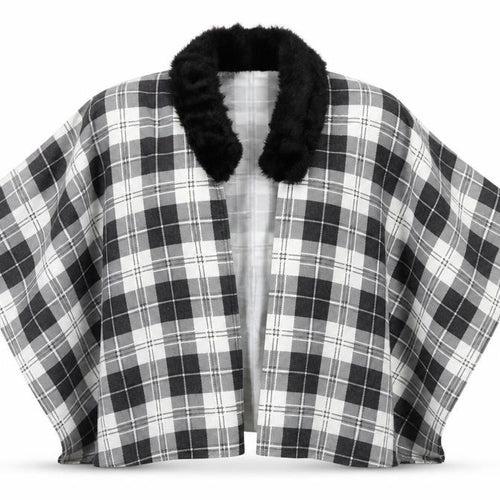 Charmine Womens Black Check Polyester Shawl/Wrap - Collared