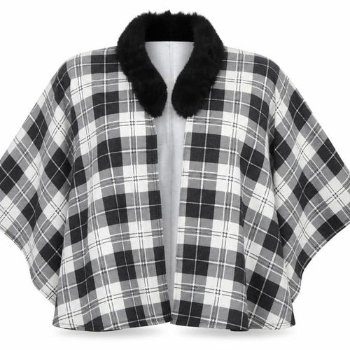 Charmine Womens Black Check Polyester Shawl/Wrap