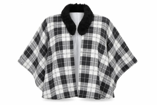 Front view of Charmine women’s black check polyester shawl/wrap