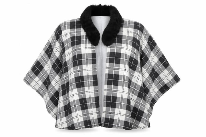 Charmine Womens Black Check Polyester Shawl/Wrap