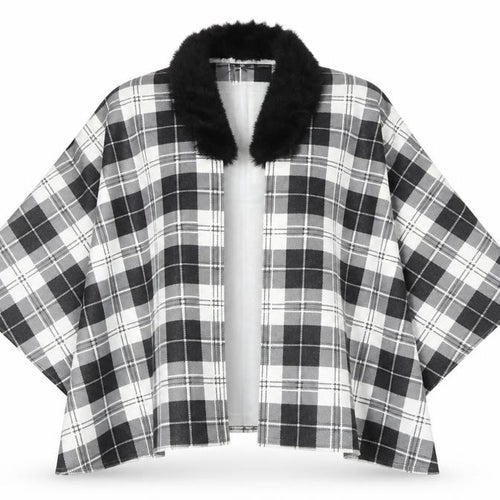 Charmine Womens Black Check Polyester Shawl/Wrap