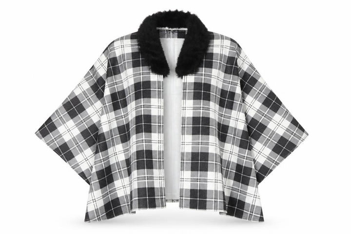 Charmine Womens Black Check Polyester Shawl/Wrap