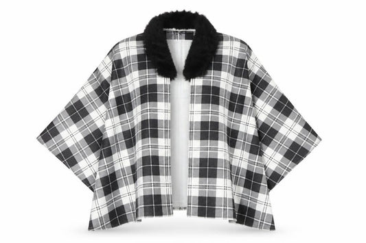Front view of Charmine women’s black check polyester shawl/wrap