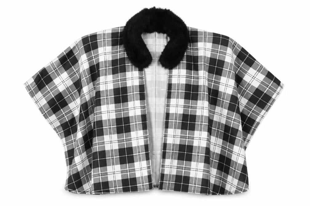 Charmine Womens Black Check Polyester Shawl/Wrap