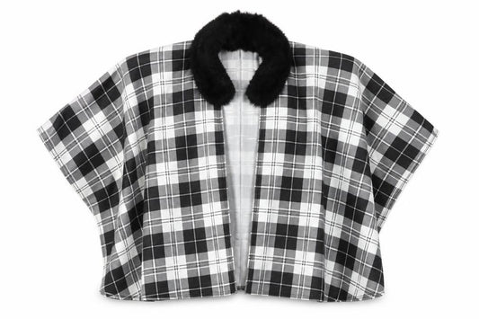 Front view of Charmine women’s black check polyester shawl/wrap