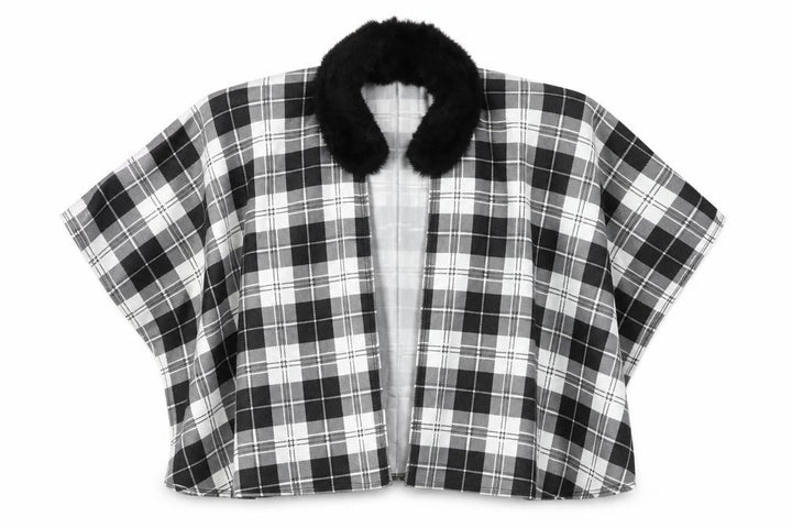 Charmine Womens Black Check Polyester Shawl/Wrap