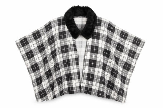 Front view of Charmine women’s black check polyester shawl/wrap