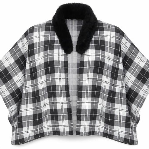 Charmine Womens Black Check Polyester Shawl/Wrap
