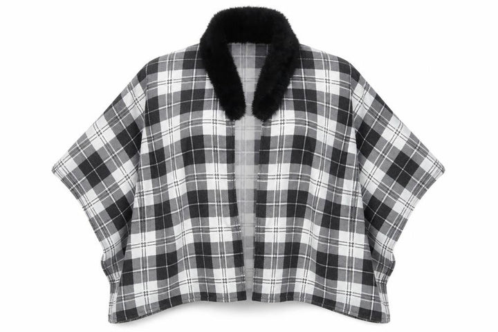 Charmine Womens Black Check Polyester Shawl/Wrap