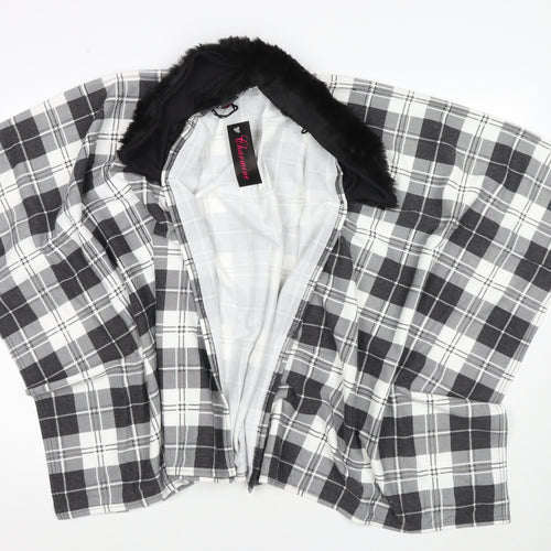 Charmine Womens Black Check Polyester Shawl/Wrap - Collared
