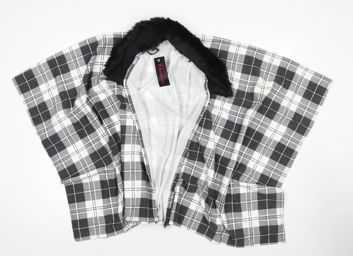 Charmine Womens Black Check Polyester Shawl/Wrap - Collared