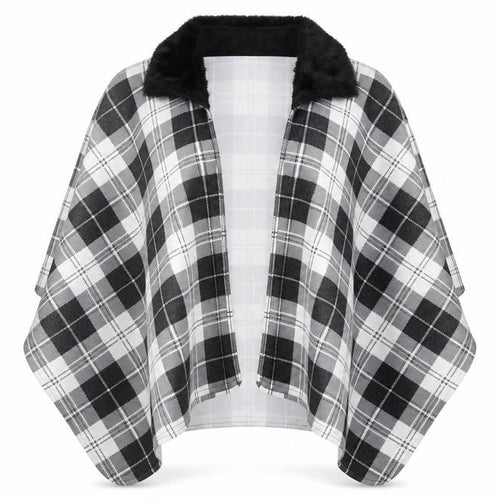 Charmine Womens Black Check Polyester Shawl/Wrap