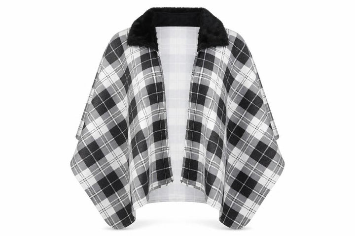 Charmine Womens Black Check Polyester Shawl/Wrap