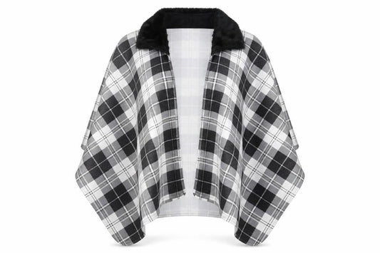 Front view of Charmine women’s black check polyester shawl/wrap