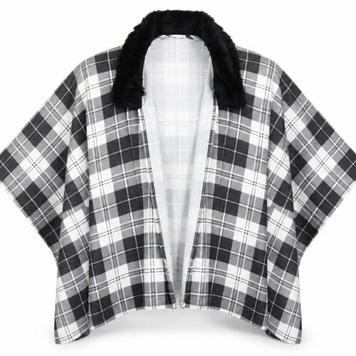 Charmine Womens Black Check Polyester Shawl/Wrap
