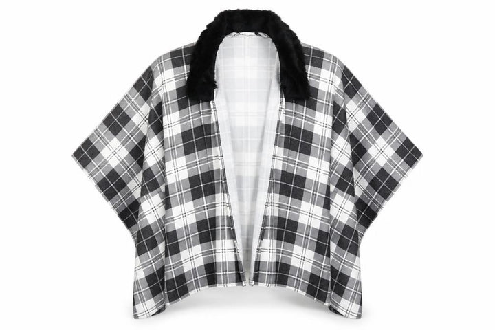 Charmine Womens Black Check Polyester Shawl/Wrap