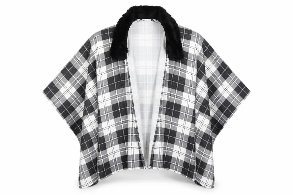 Charmine Womens Black Check Polyester Shawl/Wrap