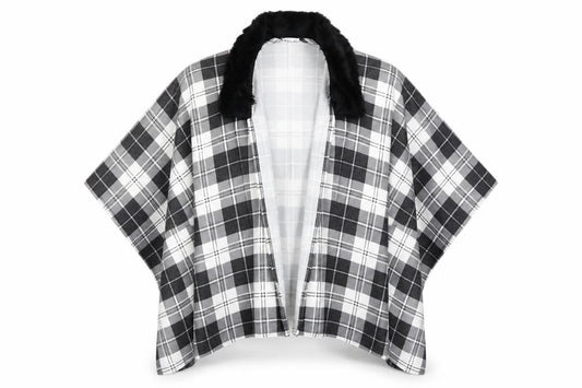 Front view of Charmine women’s black check polyester shawl/wrap