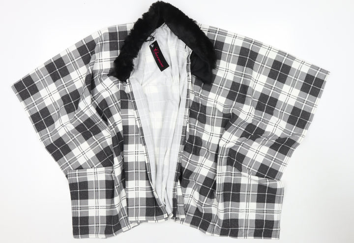 Charmine Womens Black Check Polyester Shawl/Wrap