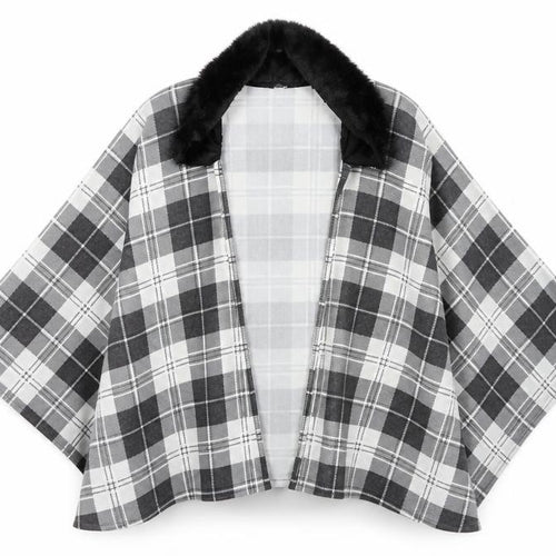 Charmine Womens Black Check Polyester Shawl/Wrap