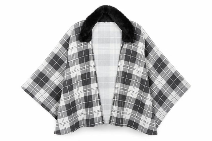 Charmine Womens Black Check Polyester Shawl/Wrap