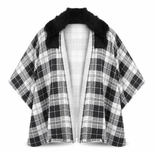 Charmine Womens Black Check Polyester Shawl/Wrap