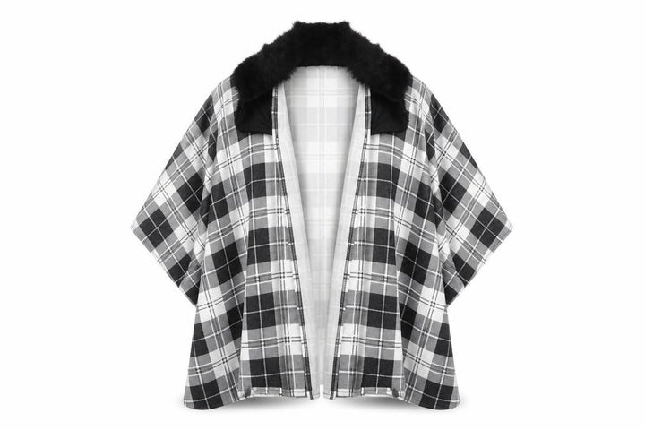 Charmine Womens Black Check Polyester Shawl/Wrap
