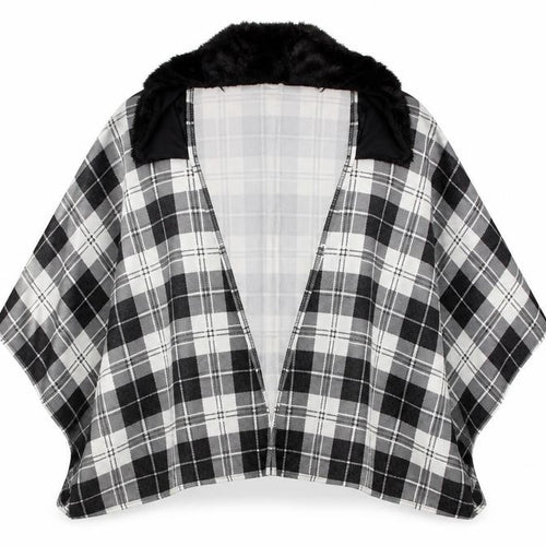 Charmine Womens Black Check Polyamide Shawl/Wrap